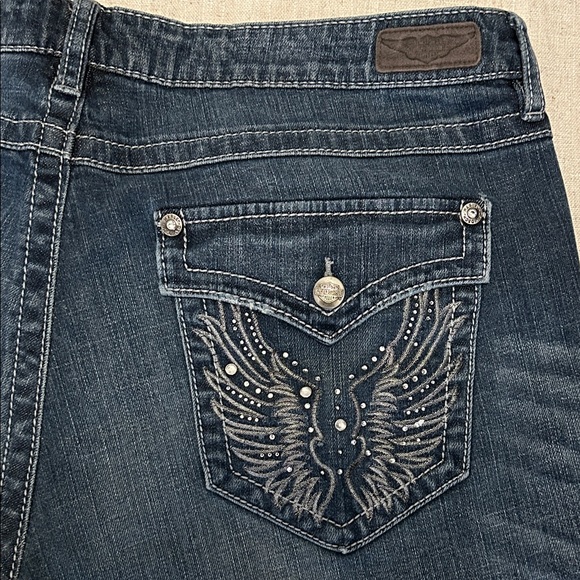 Harley-Davidson Jeans Women's Size 20 Boot Cut Embellished Rhinestone Wings - Picture 2 of 13